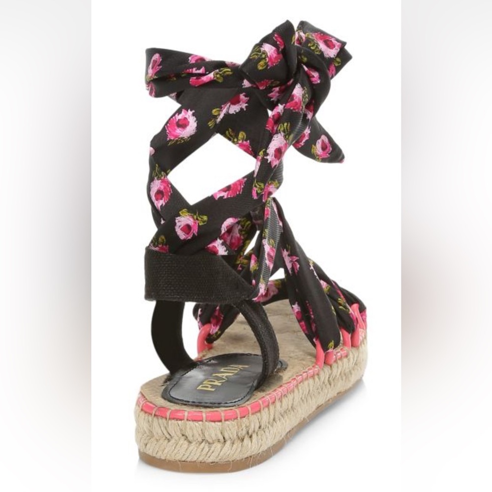 W/box Prada Floral Espadrille Sandals - Picture 4 of 5